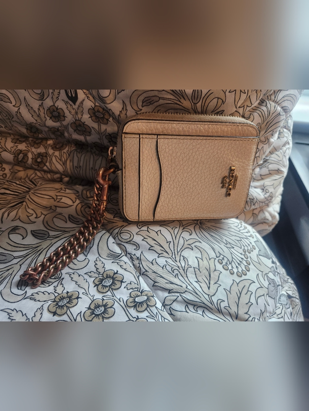 Coach Pebbled Leather Wallet in Light Beige